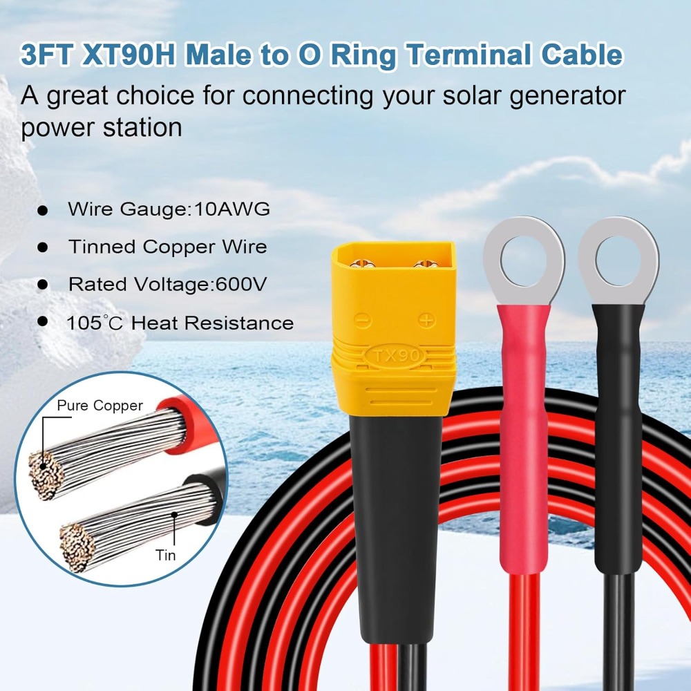 Drone Battery Connector - XT90 إلى O كابل طرفي حلقي