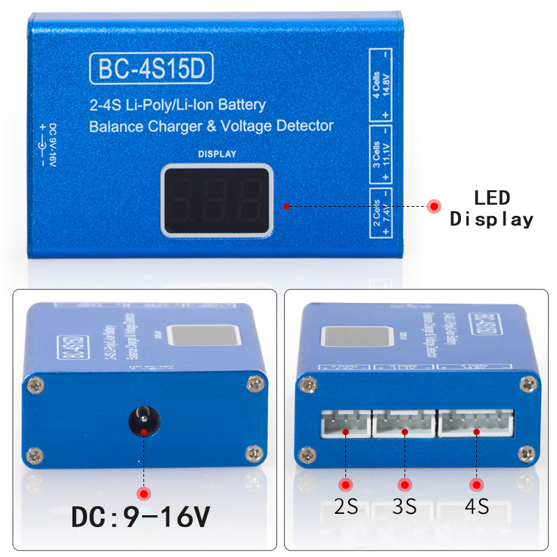 شاحن توازن ليثيوم BC-4S15D 2-4 - مراجعة Drone Battery Voltage Checker وسعره