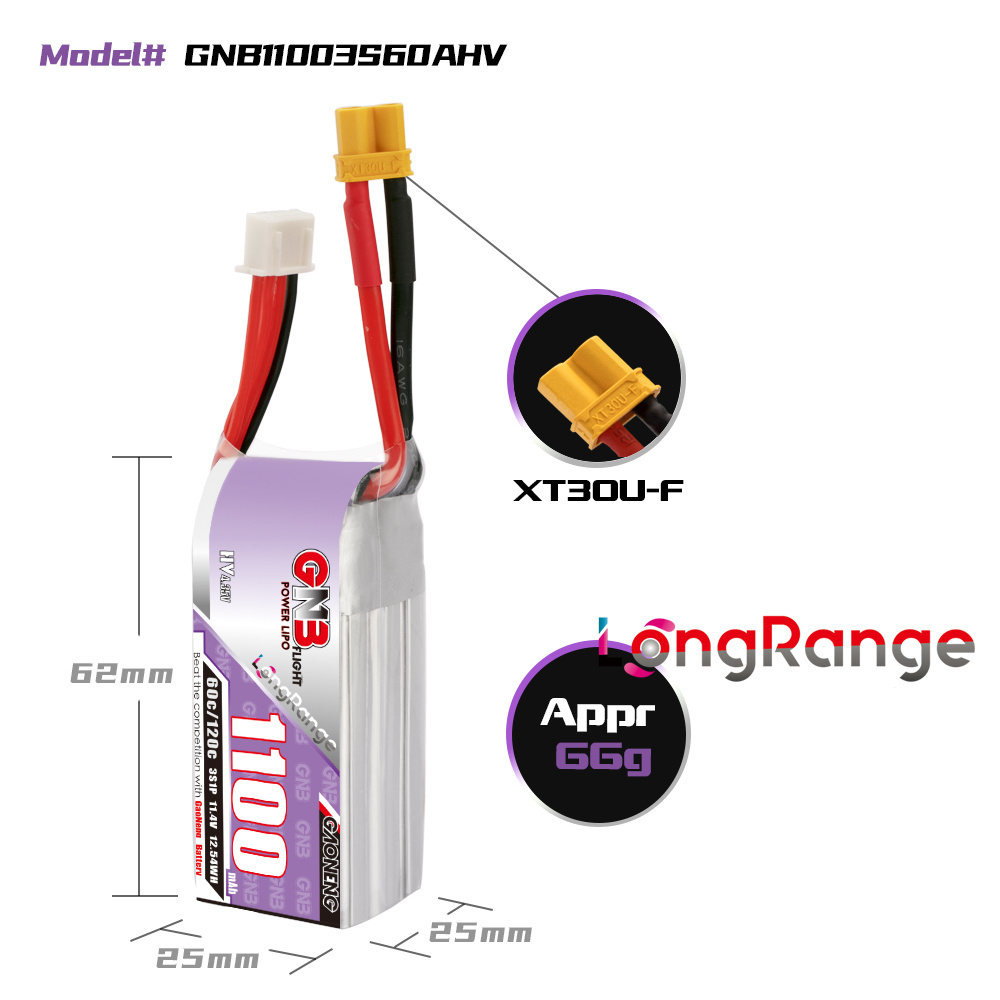 GNB 1100mAh 2S 3S 4S 6S 60C/12 - مراجعة Drone Battery Connector وسعره