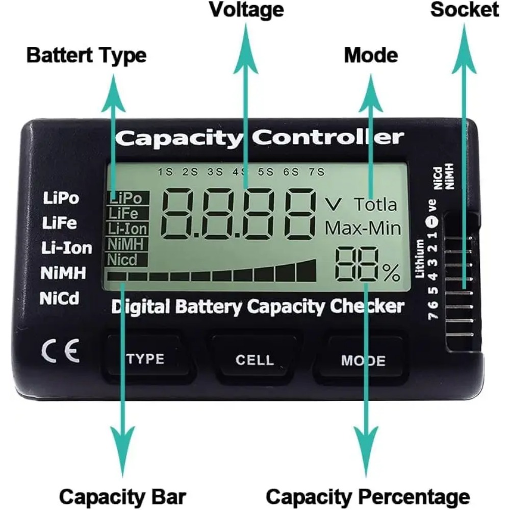 جهاز فحص سعة البطارية المحمول  - مراجعة Drone Battery Voltage Checker وسعره